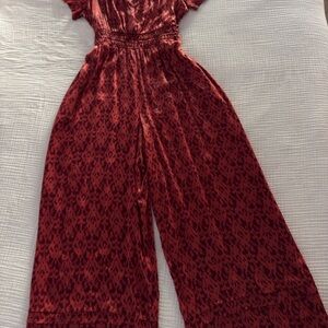 Chic Maroon Patterned Jumpsuit